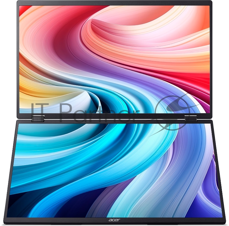 Монитор Acer PD193QEbmiuux 18,5, Double Portable monitor, UltraThin Black, 16:9, IPS, 1920x1080, 4ms, 250cd, 100Hz, 1xHDMI + 2xType-C(15W) + SPK + Audio Out, Speakers 2Wx2, sync: FreeSync, Vesa:100x100