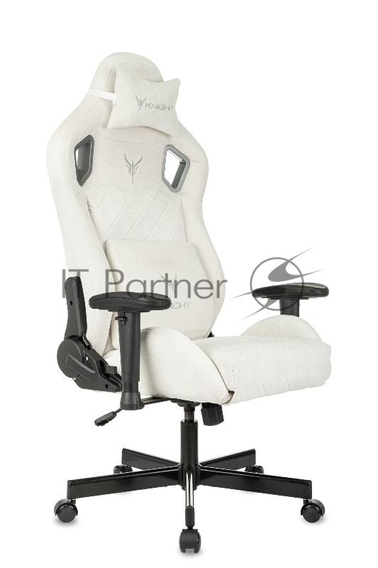 Кресло игровое Knight Outrider молочный Velvet 20 крестов. металл