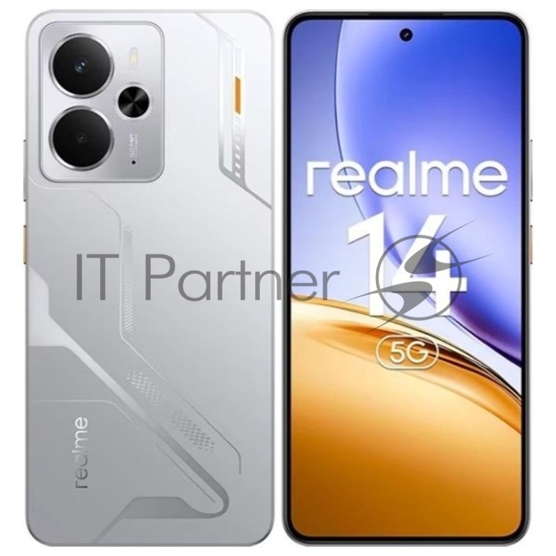 Смартфон Realme RMX5070 14 5G 256Gb 8Gb серебристый моноблок 3G 4G 2Sim 6.67 1080x2400 Android 15 50Mpix 802.11 a/b/g/n/ac/ax NFC GPS GSM900/1800 GSM1900 Protect