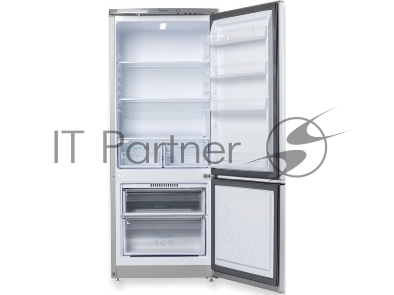 Холодильник Бирюса M551 металлик, двухкамерный 180/60л морозилка снизу, автоматическое оттаивание