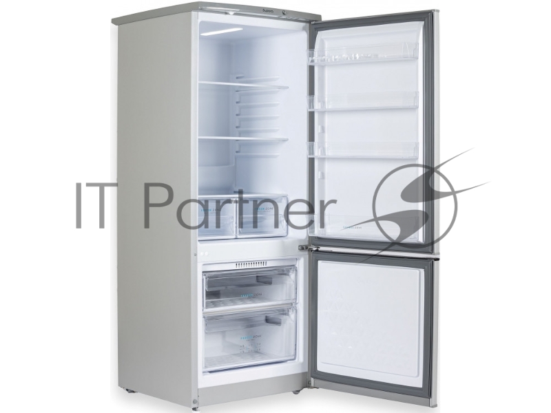 Холодильник Бирюса M551 металлик, двухкамерный 180/60л морозилка снизу, автоматическое оттаивание