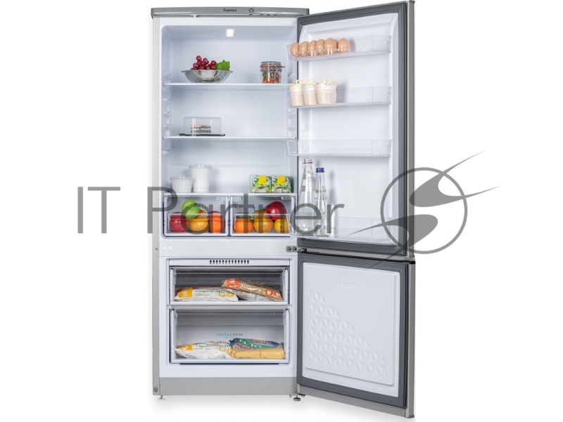 Холодильник Бирюса M551 металлик, двухкамерный 180/60л морозилка снизу, автоматическое оттаивание