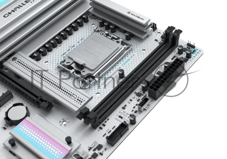 Материнская плата MAXSUN MS-Challenger Z890M WIFI ICE, LGA1851, Z890, 2*DDR5, 3*SATA3, 2*M.2, USB 3.2, USB 2.0, Type-C, 1*PCIEx16, 1*PCIex4, 1*PCIex1, HDMI+DP, mATX