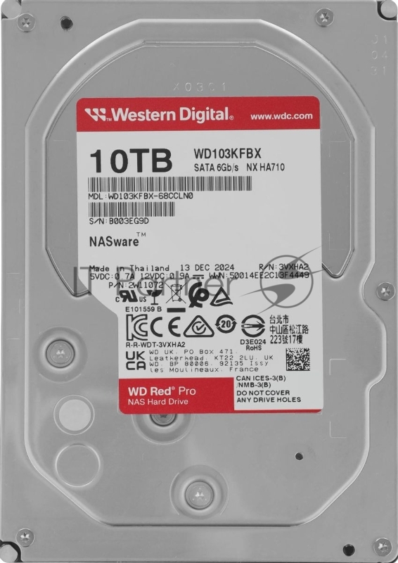 Жесткий диск WD SATA-III 10TB WD103KFBX Red Pro (7200rpm) 512Mb 3.5