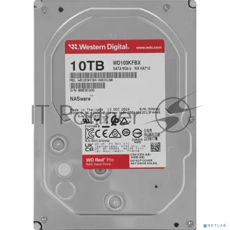 Жесткий диск WD SATA-III 10TB WD103KFBX Red Pro (7200rpm) 512Mb 3.5