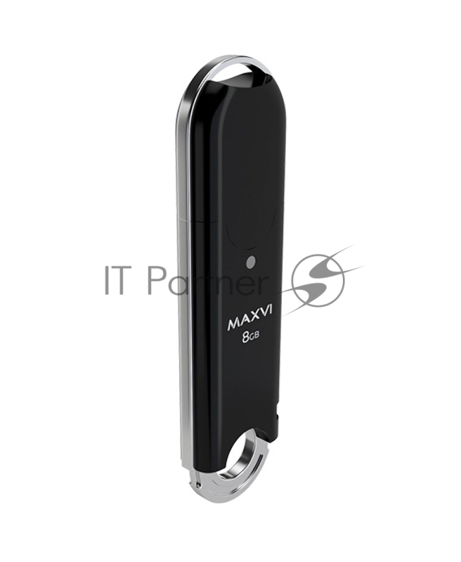 Флеш диск Maxvi P2 8GB USB 2.0 black, монолит с колпачком, ABS пластик