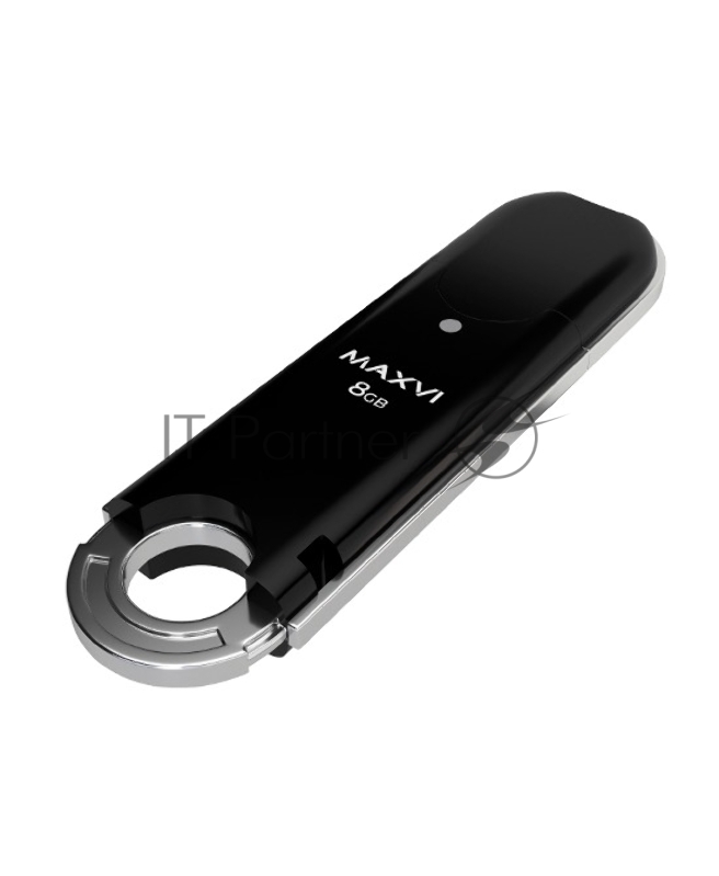 Флеш диск Maxvi P2 8GB USB 2.0 black, монолит с колпачком, ABS пластик
