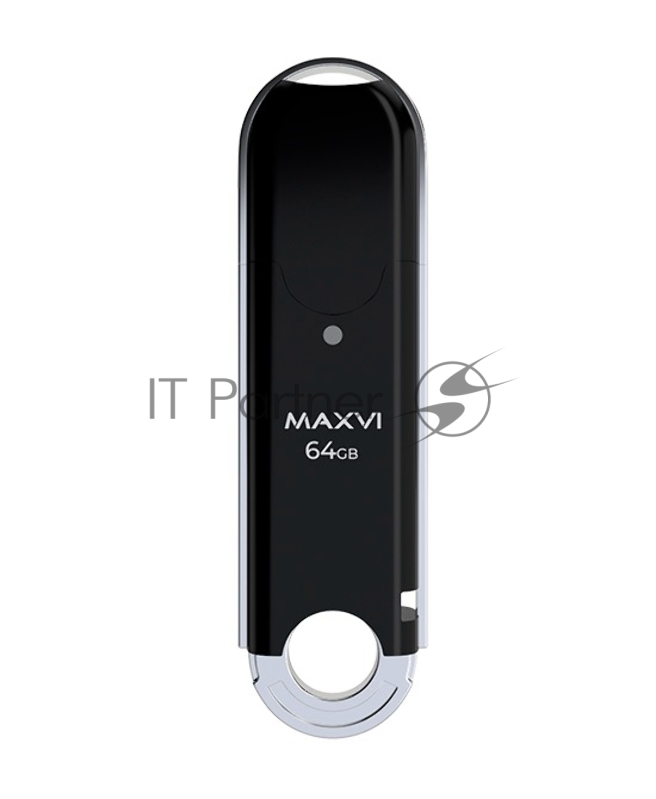 Флеш диск Maxvi P2 64GB USB 2.0 black, монолит с колпачком, ABS пластик