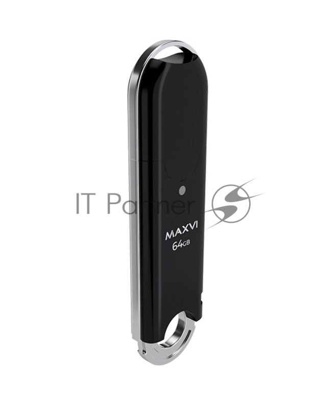 Флеш диск Maxvi P2 64GB USB 2.0 black, монолит с колпачком, ABS пластик