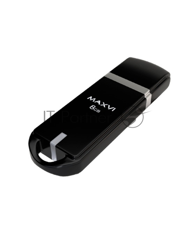 Флеш диск Maxvi P3 8GB USB 2.0 black, монолит с колпачком, ABS пластик