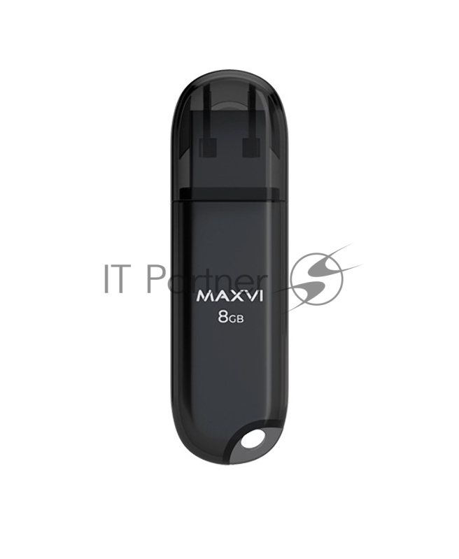 Флеш диск Maxvi P1 8GB USB 2.0 black, монолит с колпачком, ABS пластик