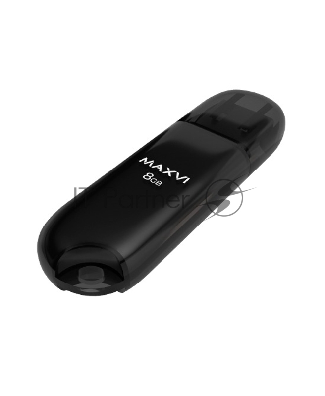 Флеш диск Maxvi P1 8GB USB 2.0 black, монолит с колпачком, ABS пластик