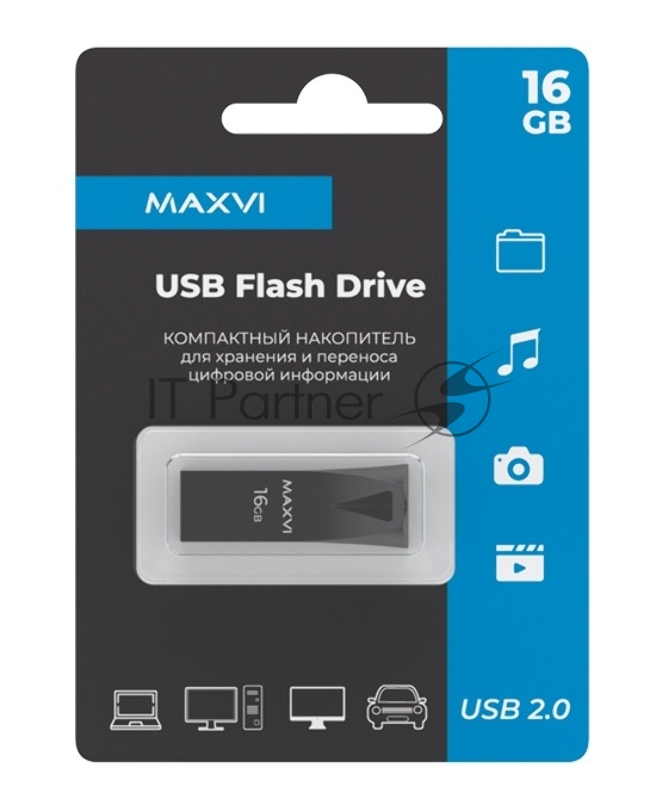 Флеш диск Maxvi MK2 16GB USB 2.0 dark grey