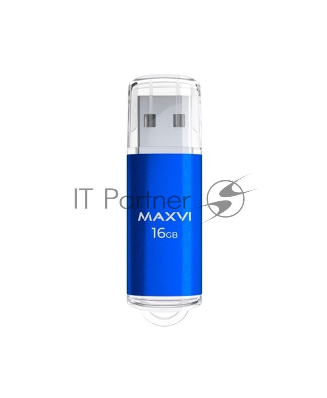 Флеш диск Maxvi MP 16GB MP blue, монолит с колпачком, металл + ABS пластик
