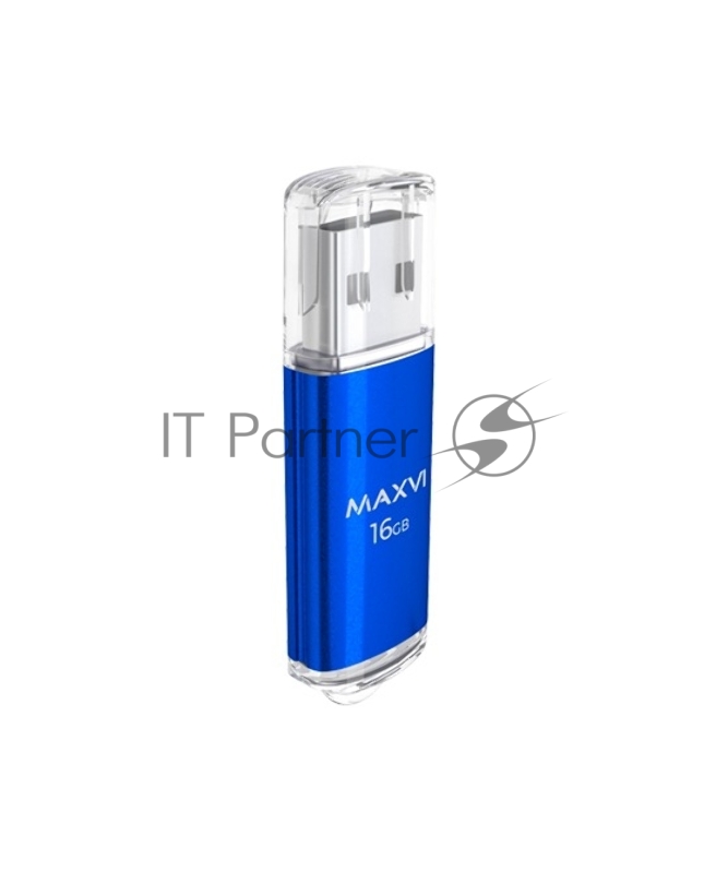 Флеш диск Maxvi MP 16GB MP blue, монолит с колпачком, металл + ABS пластик