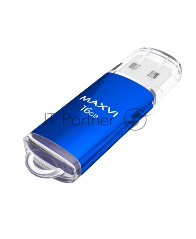 Флеш диск Maxvi MP 16GB MP blue, монолит с колпачком, металл + ABS пластик