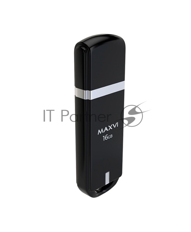 Флеш диск Maxvi P3 16GB USB 2.0 black, монолит с колпачком, ABS пластик