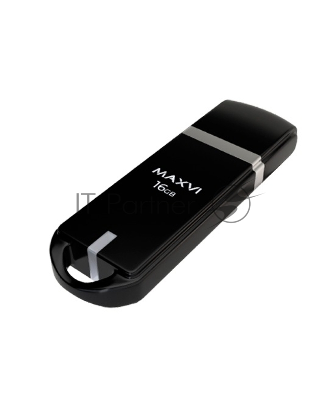 Флеш диск Maxvi P3 16GB USB 2.0 black, монолит с колпачком, ABS пластик