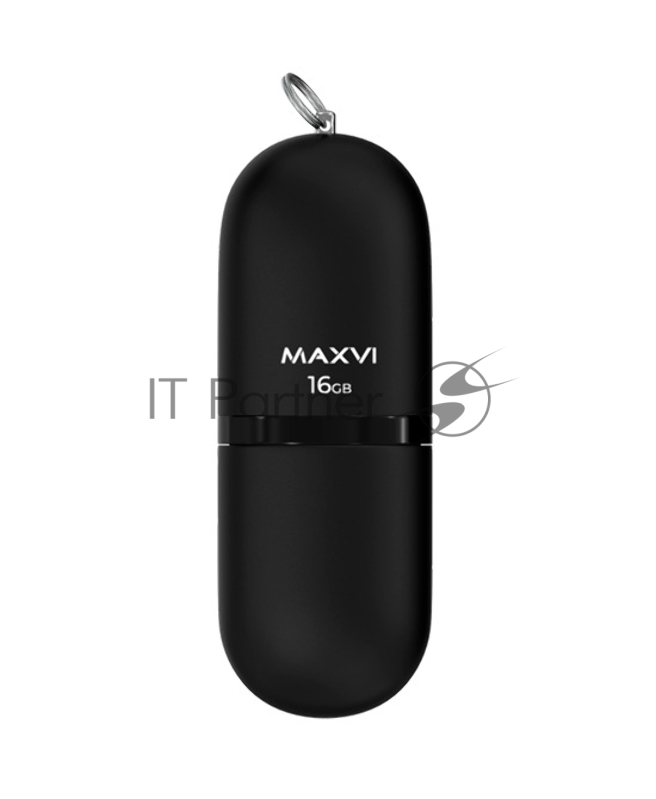 Флеш диск Maxvi SF 16GB USB 2.0 black, монолит с колпачком, soft touch