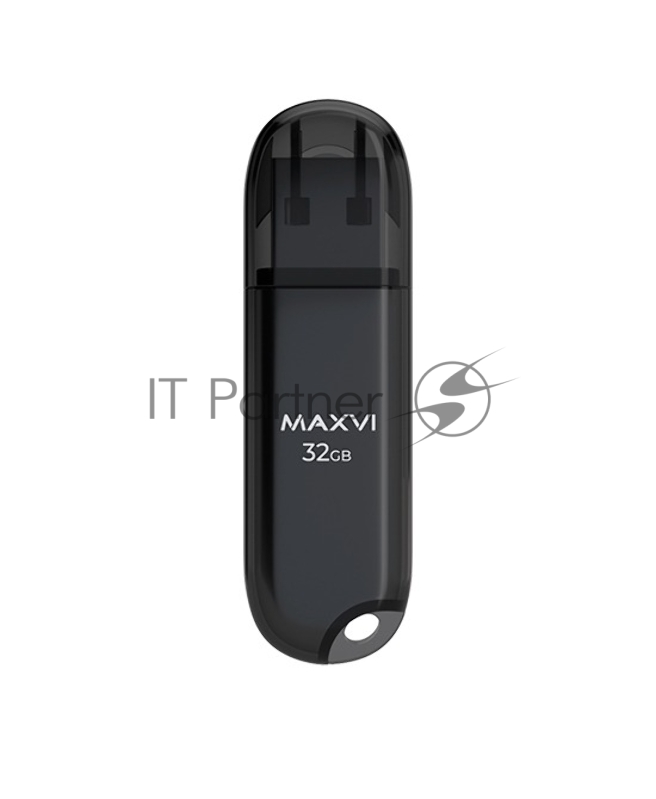 Флеш диск Maxvi P1 32GB USB 2.0 black, монолит с колпачком, ABS пластик