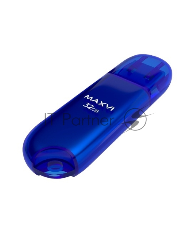 Флеш диск Maxvi P1 32GB USB 2.0 blue, монолит с колпачком, ABS пластик
