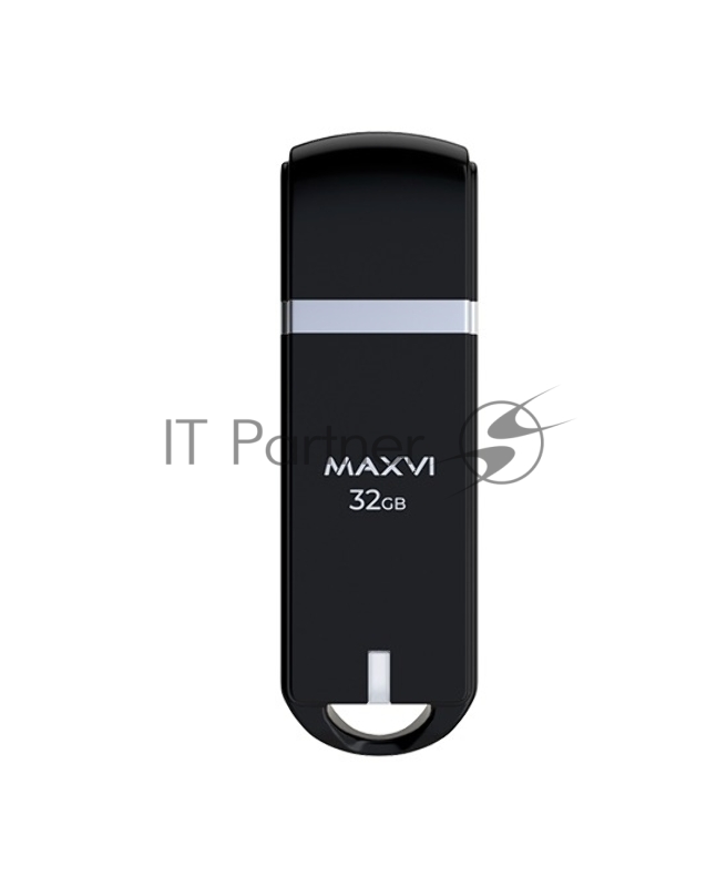 Флеш диск Maxvi P3 32GB USB 2.0 black, монолит с колпачком, ABS пластик