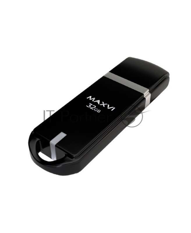 Флеш диск Maxvi P3 32GB USB 2.0 black, монолит с колпачком, ABS пластик