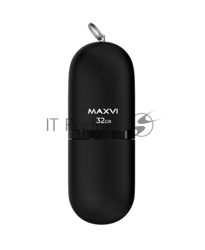 Флеш диск Maxvi SF 32GB USB 2.0 black, монолит с колпачком, soft touch