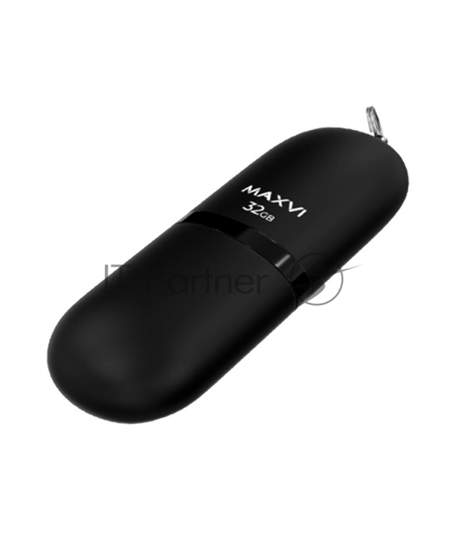 Флеш диск Maxvi SF 32GB USB 2.0 black, монолит с колпачком, soft touch