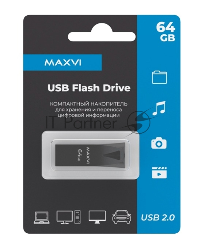 Флеш диск Maxvi MK2 64GB USB 2.0 dark grey