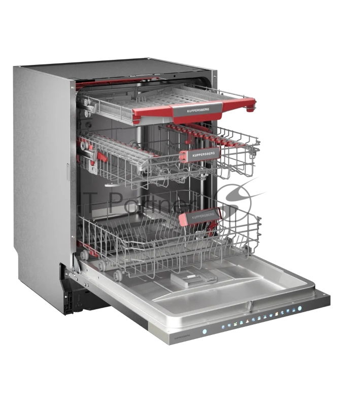 Встраиваемая посудомоечная машина KUPPERSBERG, High-Tech, 60 см, 15 комплектов, 3 корзины, 7 программ, конденсационная сушка, автоматическое открывание двери, LED подсветка, сенсорное управление, инверторный мотор, энергоэффективность А+++