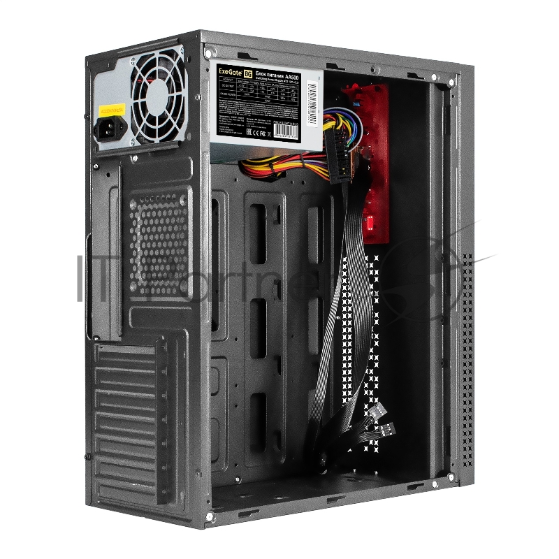 Корпус Miditower ExeGate AA-443-AA500 (ATX, AA500 8 см, 2*USB+HD Audio, черный)