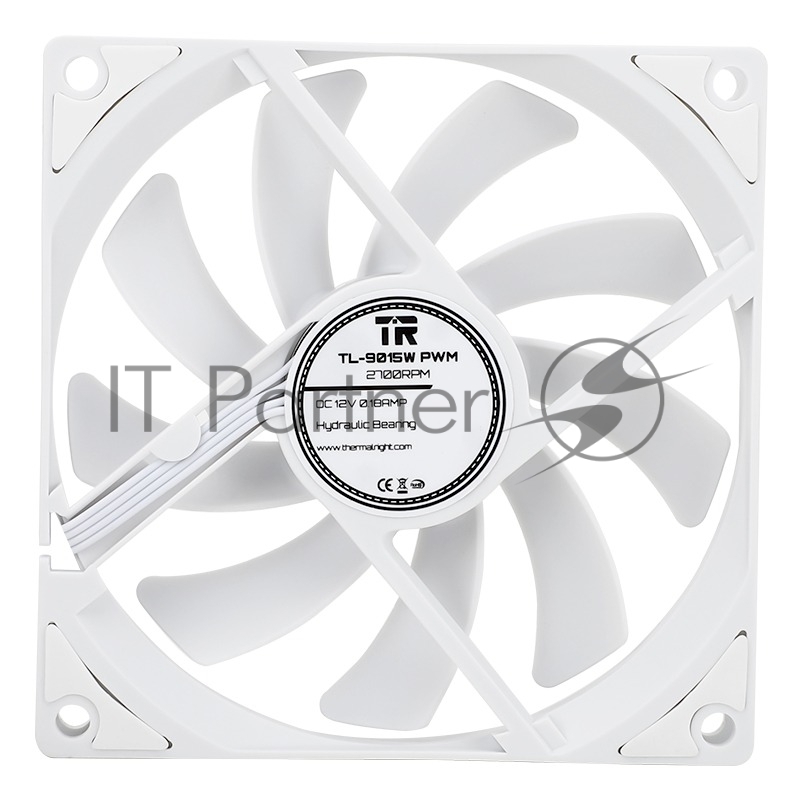 Вентилятор корпусный Thermalright TL-9015 (92x92x15mm, 4-pin PWM, 42.58CFM, 22.4dBA, 2700RPM, White)