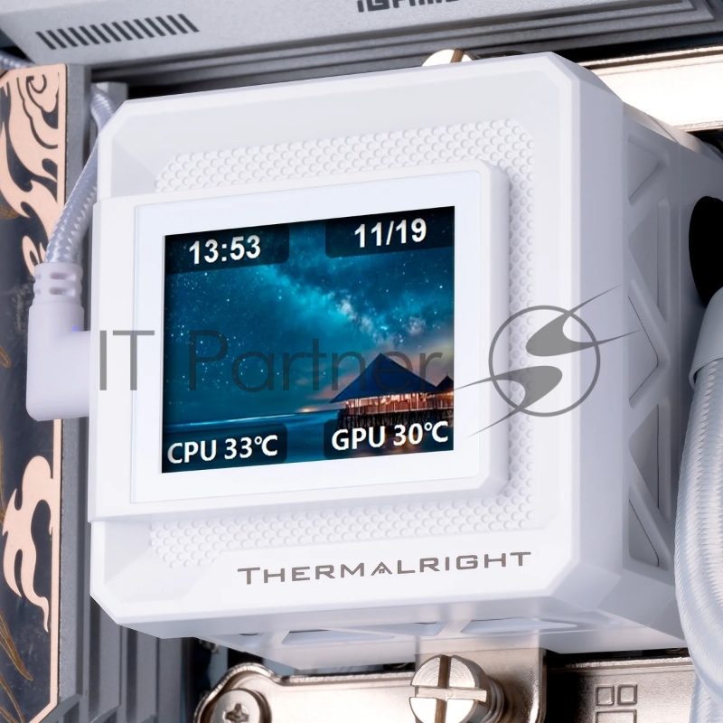Водяное охлаждение для процессора Thermalright Frozen Warframe SE 240 ARGB White (240mm, LED temp., Black, ARGB/ Fans: 2x120mm, 70.84CFM, 29.8dBA, 2000RPM/ Pump height 59mm, Rad thickness 27mm/ S: 1851, 1700, 1200, 115X, AM5, AM4)
