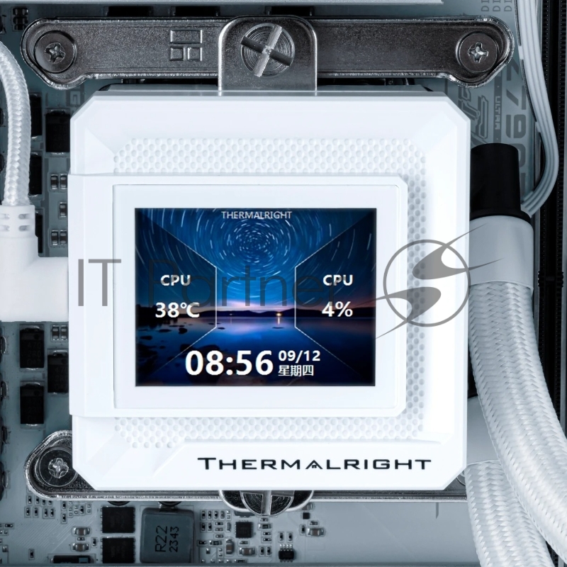 Водяное охлаждение для процессора Thermalright Frozen Warframe SE 360 ARGB White (360mm, LED temp., Black, ARGB/ Fans: 3x120mm, 70.84CFM, 29.8dBA, 2000RPM/ Pump height 59mm, Rad thickness 27mm/ S: 1851, 1700, 1200, 115X, AM5, AM4)
