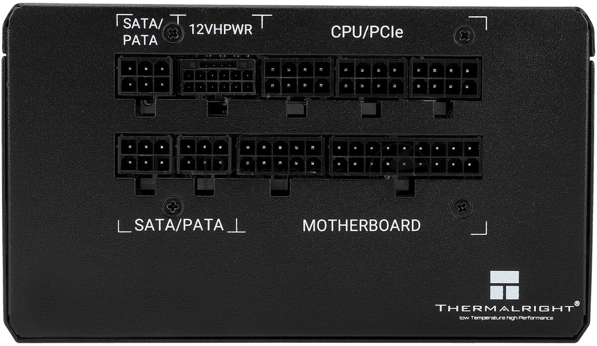 Блок питания Thermalright, 850W 80+ Bronze (ATX, 3.0, PCIe 5.0, Full modular, 1x24(20+4)pin, 2xCPU 8(4+4)pin, 4xPCIe*2 8(6+2)pin, 3xSATA3, 1x12+4pin (12VHPWR PCIe 5.0 12+4pin 600mm), 3xMOLEX4pin, Active, 120x120mm, 150x140x86mm, APFC, black)