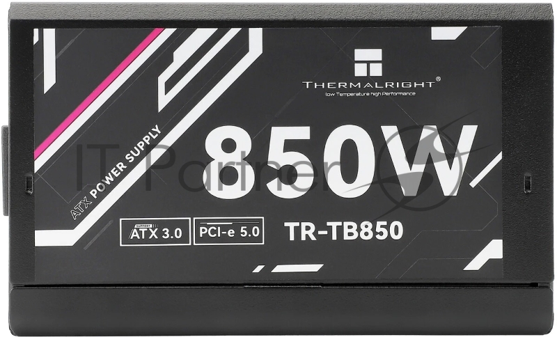 Блок питания Thermalright, 850W 80+ Bronze (ATX, 3.0, PCIe 5.0, Full modular, 1x24(20+4)pin, 2xCPU 8(4+4)pin, 4xPCIe*2 8(6+2)pin, 3xSATA3, 1x12+4pin (12VHPWR PCIe 5.0 12+4pin 600mm), 3xMOLEX4pin, Active, 120x120mm, 150x140x86mm, APFC, black)