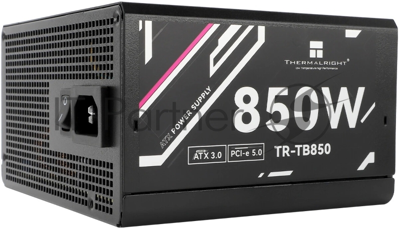 Блок питания Thermalright, 850W 80+ Bronze (ATX, 3.0, PCIe 5.0, Full modular, 1x24(20+4)pin, 2xCPU 8(4+4)pin, 4xPCIe*2 8(6+2)pin, 3xSATA3, 1x12+4pin (12VHPWR PCIe 5.0 12+4pin 600mm), 3xMOLEX4pin, Active, 120x120mm, 150x140x86mm, APFC, black)