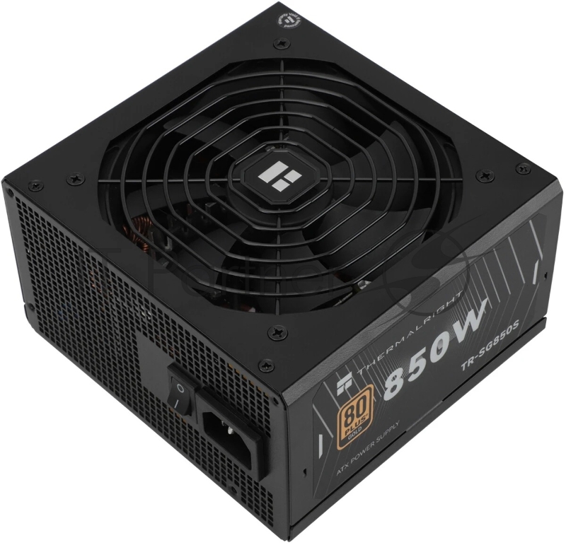 Блок питания Thermalright, 850W 80+ Gold (ATX, 3.1, PCIe 5.1, Non-modular, 1x24(20+4)pin, 1xCPU 8(4+4)pin, 2xPCIe*2 8(6+2)pin, 5xSATA3, 1x12+4pin (12VHPWR PCIe 5.1 12+4pin 600mm), 3xMOLEX4pin, Active, 120x120mm, 150x140x86mm, APFC, black)