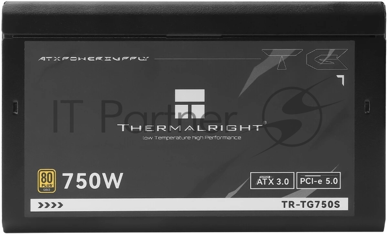 Блок питания Thermalright, 750W 80+ Gold (ATX, 3.0, PCIe 5.0, Non-modular, 1x24(20+4)pin, 1xCPU 8(4+4)pin, 2xPCIe*2 8(6+2)pin, 5xSATA3, 1x12+4pin (12VHPWR PCIe 5.0 12+4pin 600mm), 3xMOLEX4pin, Active, 120x120mm, 150x140x86mm, APFC, black)