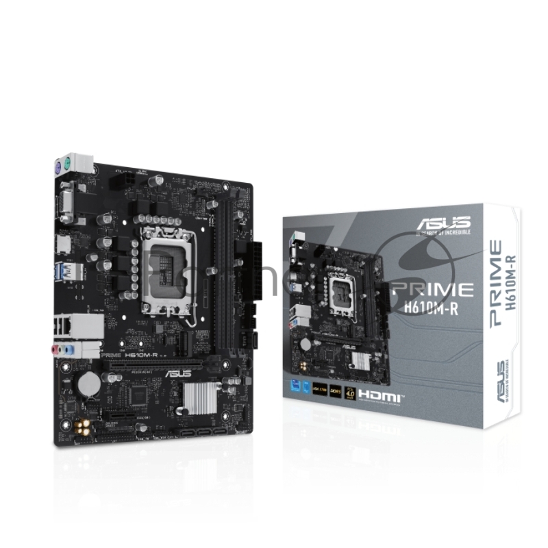Материнская плата ASUS PRIME H610M-R-SI, LGA 1700, Intel H610, 2xDDR5, 4xSATA, 1xM.2, 1xPCIe 4.0 x16, 1x1Gb LAN, 2xUSB-A 2.0, 2xUSB-A 3.2 Gen 1, 1xVGA, 1xHDMI, 1xDP, 3x3.5 мм, 1xRS-232, 1xLPT, 7.1, mATX