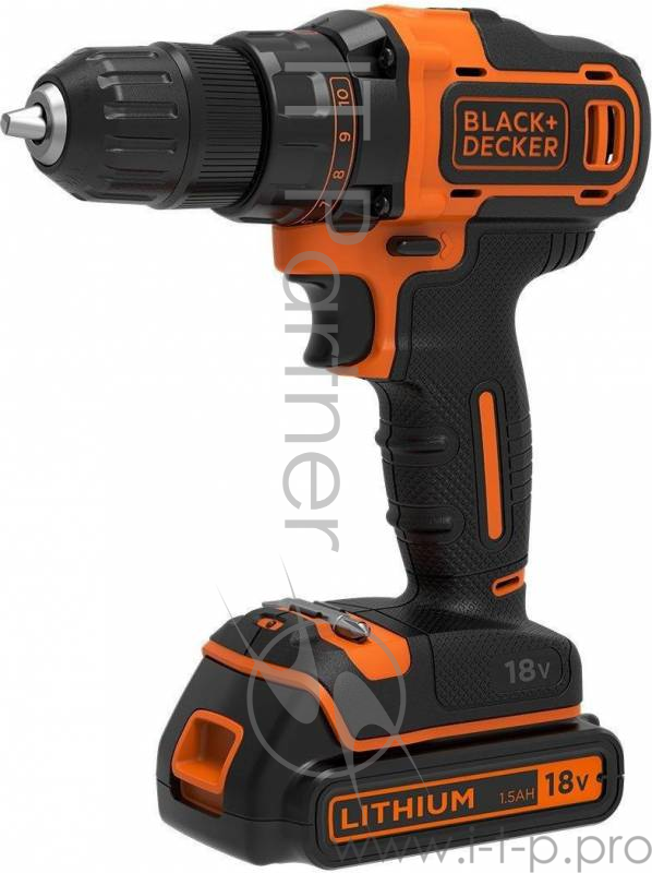 Дрель-шуруповерт Black & Decker BDCDD186KB-QW аккум. патрон:быстрозажимной