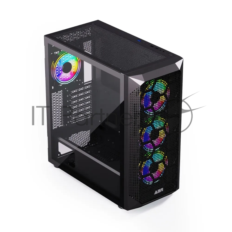 Компьютерный корпус ABR Quantum Black (1*USB Type-C, 2*USB 2.0, HD Audio, 4xRGB Fan, ATX, E-ATX)