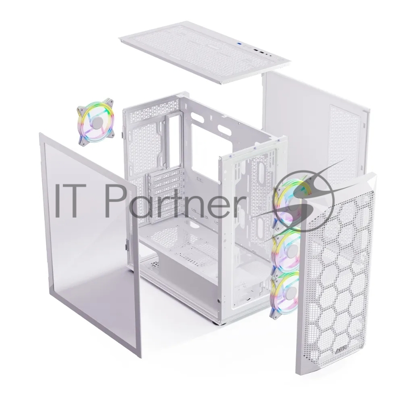 Компьютерный корпус ABR Quantum White (1*USB Type-C, 2*USB 2.0, HD Audio, 4xRGB Fan, ATX, E-ATX)