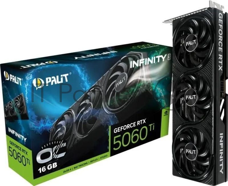 Видеокарта Palit PCI-E 5.0 RTX5060Ti INFINITY 3 OC NVIDIA GeForce RTX 5060TI 16Gb 128bit GDDR7 2407/28000 HDMIx1 DPx3 HDCP Ret