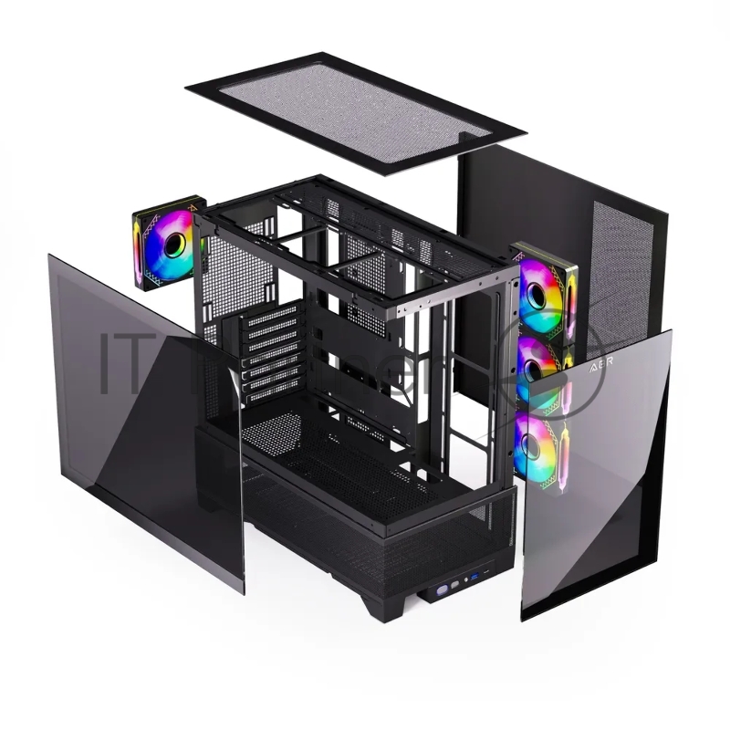 Компьютерный корпус ABR MINI PRO (1*USB 3.0, 1*USB Type-C, HD Audio, 4xRGB Fan, ATX, Micro-ATX, ITX)