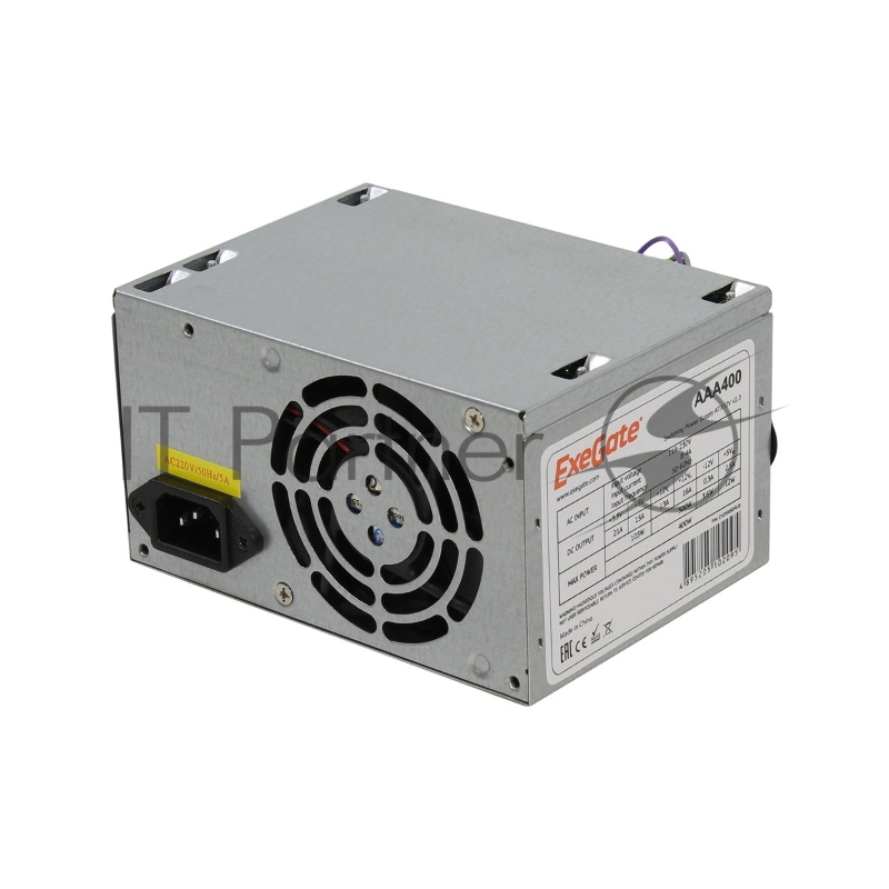 Блок питания ExeGate Special AAA400 (ES259590RUS-PC), 400Вт, 80мм, серебряный