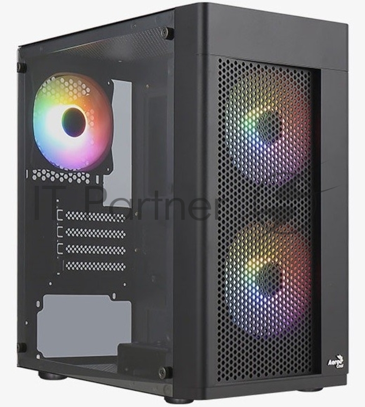 Корпус MiniTower Aerocool / Formula HEXFORM-G-BK-v2 (mATX, стекло, сетка, USB3.0x1, USB2.0x2, 3x120mm FRGB fans) (4711099471799)
