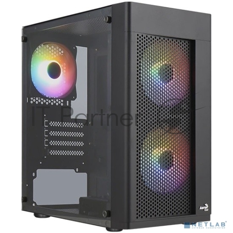 Корпус MiniTower Aerocool / Formula HEXFORM-G-BK-v2 (mATX, стекло, сетка, USB3.0x1, USB2.0x2, 3x120mm FRGB fans) (4711099471799)