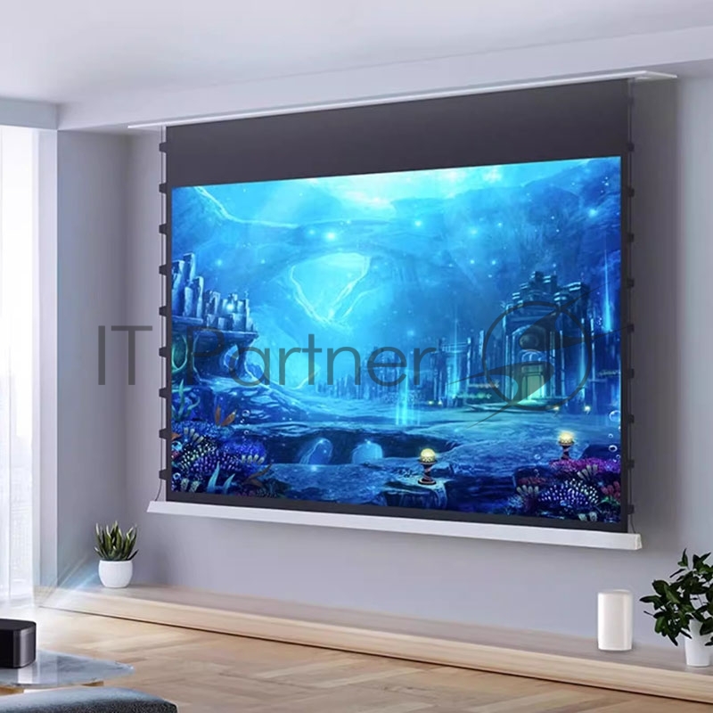 Экран для проектора SOK SCPSMC-186X105ED45GF для встраивания в потолок моторизованный 84 с боковым натяжением, полотно Grey Fiberglass, экстрадроп 45см